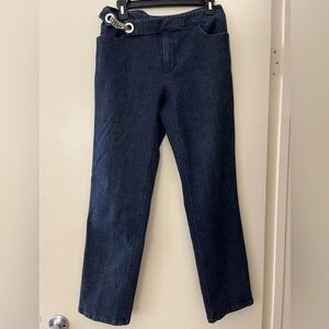 LAUREN JEANS CO. BY RALPH LAUREN Women’s Dark Blue Straight Jeans W/Chain Clasp.